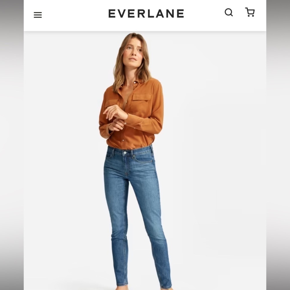EVERLANE MID RISE slim fit dark wash denim jeans SIZE 26 Tall